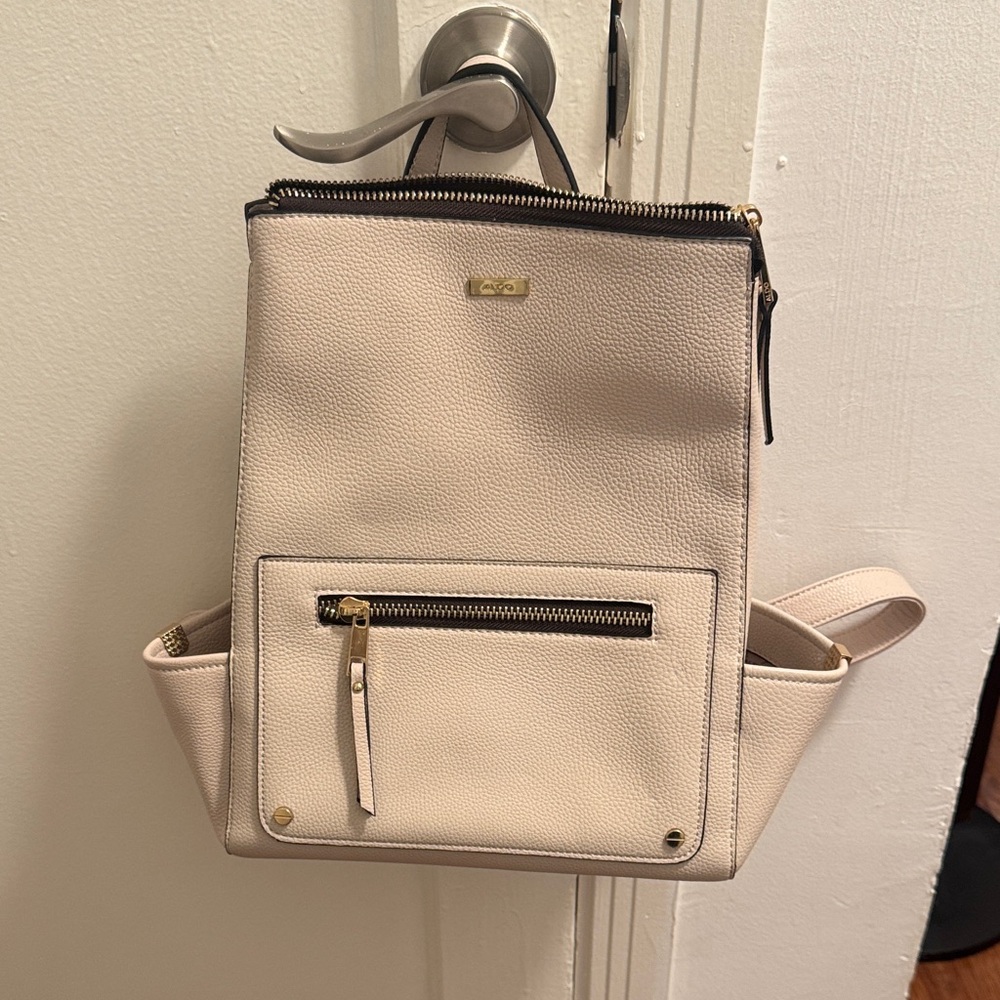Aldo Cream Backpack with Gold Accents